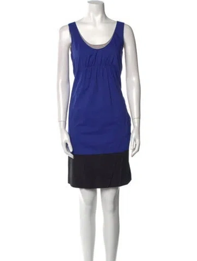 Pre-owned Vince Scoop Neck Mini Dress In Blue