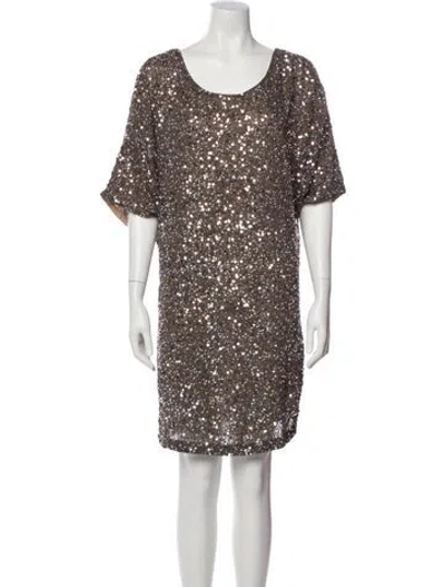 Pre-owned Vince Scoop Neck Mini Dress In Neutral