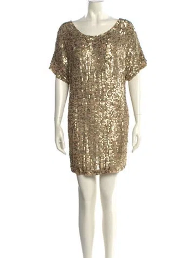 Pre-owned Vince Scoop Neck Mini Dress In Neutral