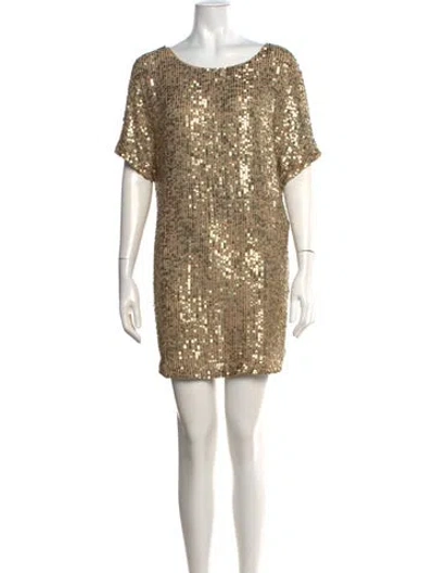 Pre-owned Vince Scoop Neck Mini Dress In Neutrals