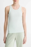 Vince Scoop Neck Rib Tank In Aqua Dew