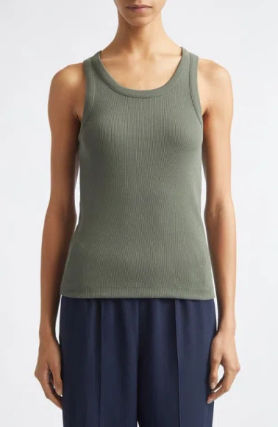 Vince Scoop Neck Tank Pine Grove In Green
