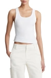 Vince Scoop-neck Ribbed Tank Top In White