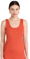 Vince Scoop-neck Rib Tank Top In Ruby Dusk