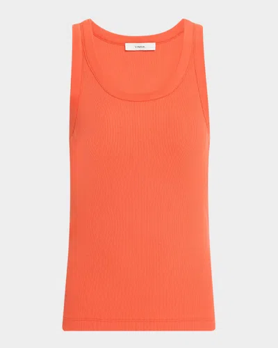 VINCE SCOOP-NECK RIBBED TANK TOP