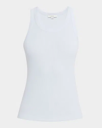 Vince Scoop-neck Ribbed Tank Top In White