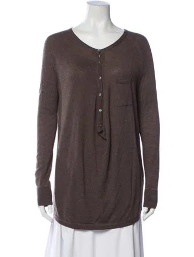 Pre-owned Vince Scoop Neck Sweater In Brown