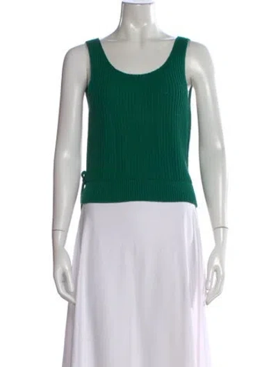 Pre-owned Vince Scoop Neck Sweater In Green