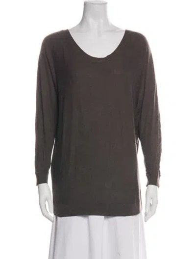Pre-owned Vince Scoop Neck Sweater In Green