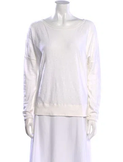 Pre-owned Vince Scoop Neck Sweater In White