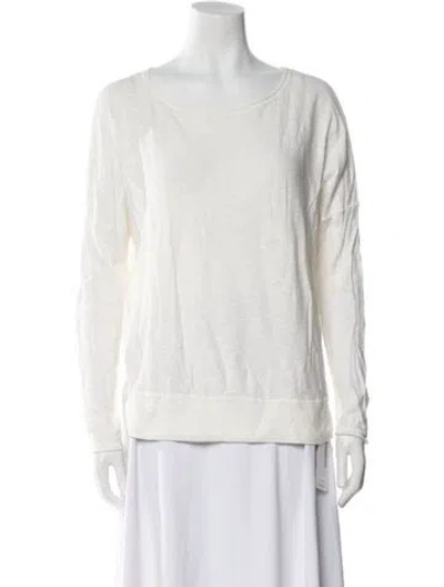 Pre-owned Vince Scoop Neck Sweater In White