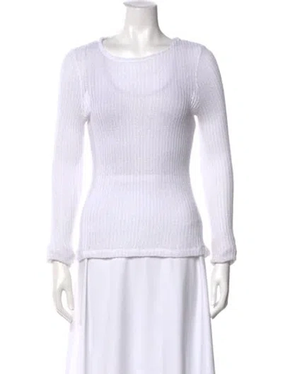 Pre-owned Vince Scoop Neck Sweater In White