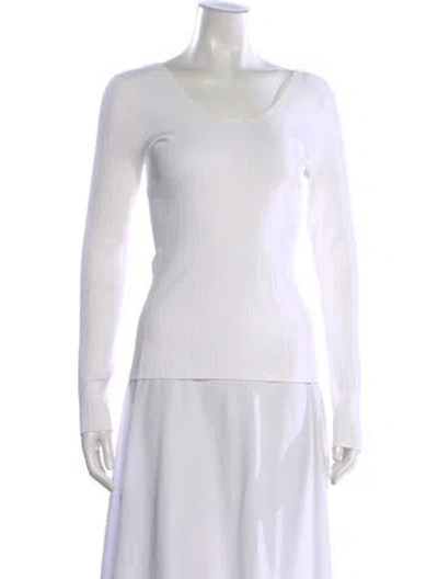 Pre-owned Vince Scoop Neck Sweater In White
