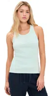 Vince Scoop Neck Rib Tank In Aqua Dew