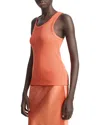 Vince Scoop Neck Tank In Orange