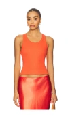 Vince Scoop-neck Rib Tank Top In Orange