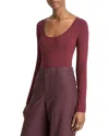 Vince Scoop Neck Top In Burgundy