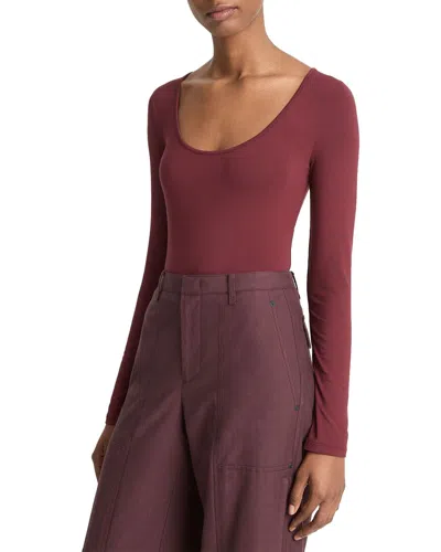 Vince Scoop Neck Top In Burgundy
