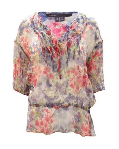 Vince Scoop Neck Tunic In Floral Silk In Multi