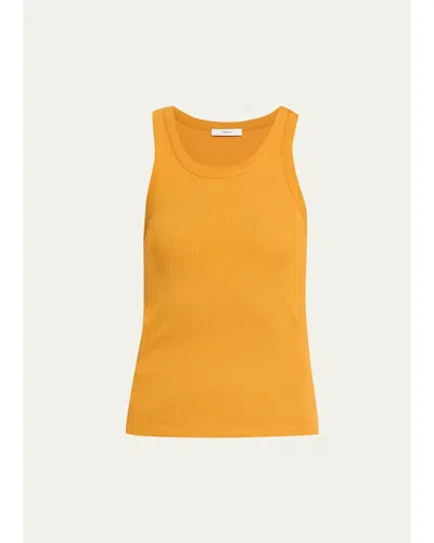 Vince Scoop-neck Ribbed Tank Top In Orange