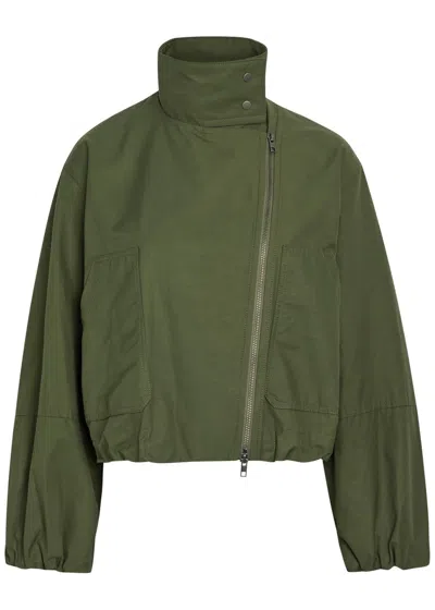 Vince Sculpted Cotton-blend Poplin Jacket In Green