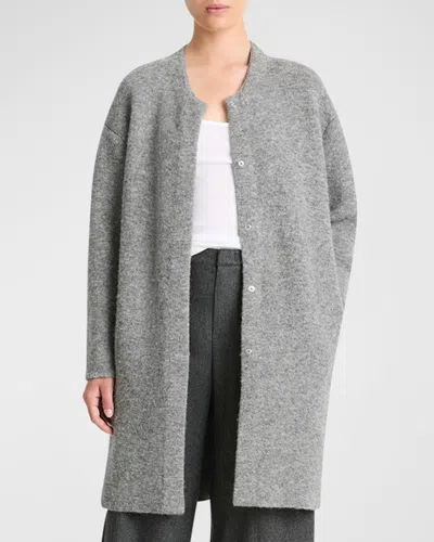 Vince Sculpted Wool-blend Car Coat In Grey