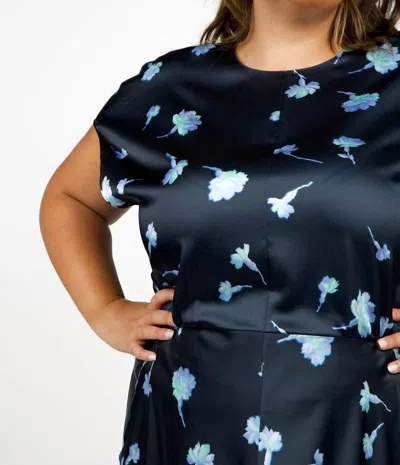 Vince Sea Carnation Cap Sleeve Dress In Coastal In Blue