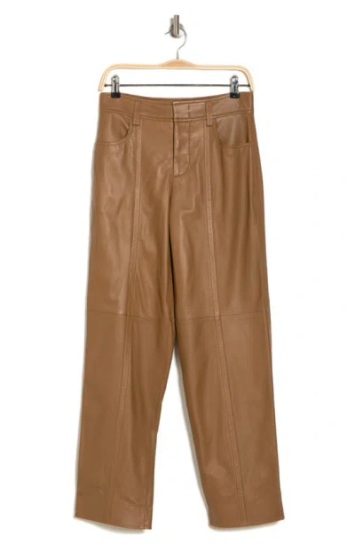 Vince Seam Front Straight Leg Leather Pants In Cedarwood