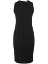 Vince Side Ruched Sleeveless Knit Midi Dress In Black