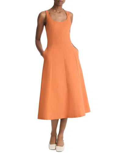Vince Seamed Tank Dress In Orange