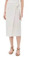 Vince Seedling Stripe Cotton Wrap Skirt In Off White/marigold