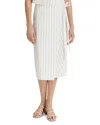 Vince Seedling Stripe Cotton Wrap Skirt In Off White