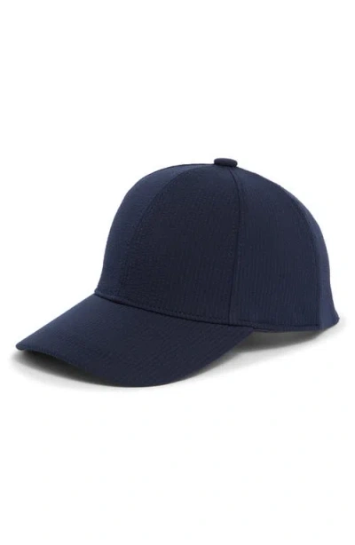 Vince Seersucker Baseball Cap In Pink