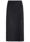 Vince Seersucker Cotton-blend Midi Skirt In Dark Navy