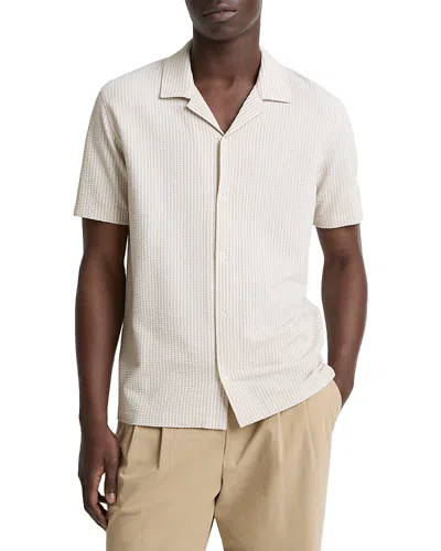 Vince Seersucker Stripe Short Sleeve Cabana Shirt In Neutral