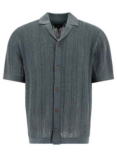 Vince Seersucker-knit Cotton Cabana Shirt In Blue