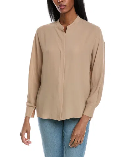 Vince Semi Sheer Blouse In Brown