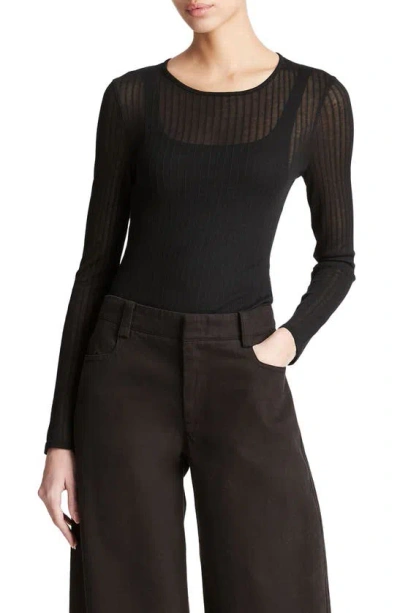 VINCE VINCE SEMISHEER RIB LONG SLEEVE TOP