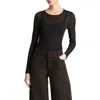 Vince Women's Sheer Crewneck Sweater In Black