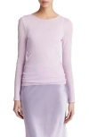 Vince Sheer Long-sleeve Crewneck Top In Dark Peony