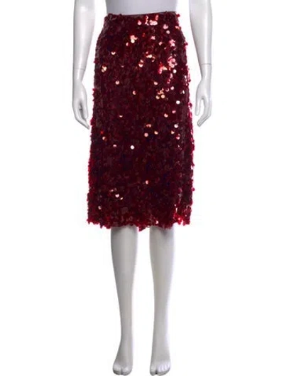 Pre-owned Vince Sequin Embellishments Midi Length Skirt W/ Tags In Burgundy