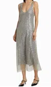 Vince Lucite Metallic Sequin Midi Slip Dress In Silver