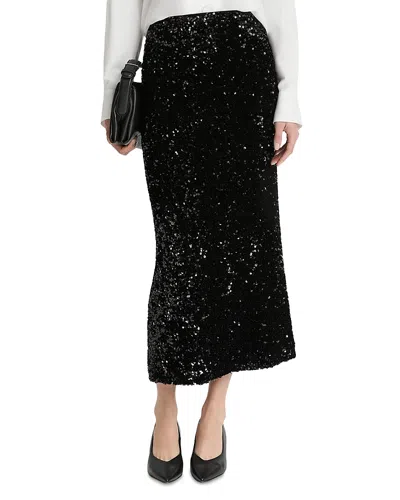 Vince Sequin Velvet Maxi Skirt In Black