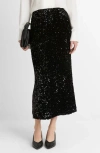 Vince Sequin-embellished Midi Skirt In Black
