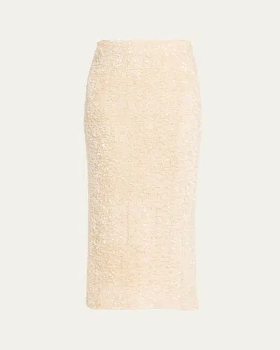 Vince Sequined Velvet Midi Skirt In Neutral