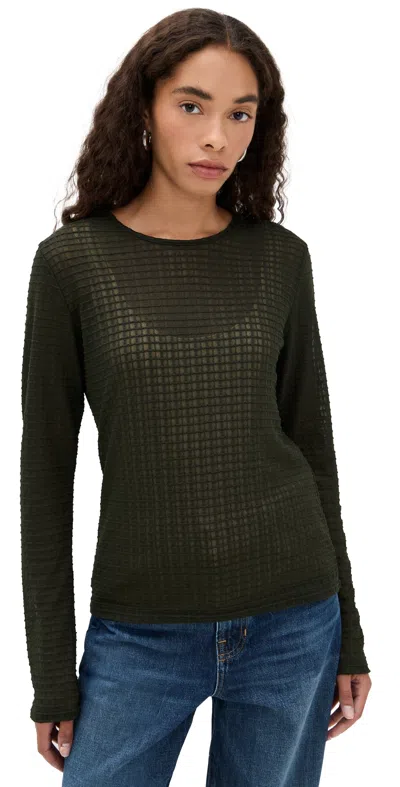 Vince Shadow Grid Shirt Verde In Black