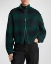 Vince Shadow Plaid Bomber Jacket In Juniper
