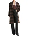 Vince Shadow Plaid Wool-blend Car Coat In Deep Walnut