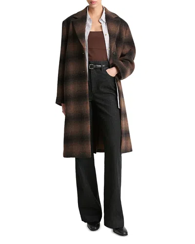 VINCE SHADOW PLAID CAR COAT