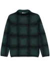 Vince Shadow Plaid Funnel Neck Sweater In 绿色